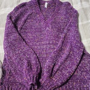 Love Purple V-Neck Women's Sweater